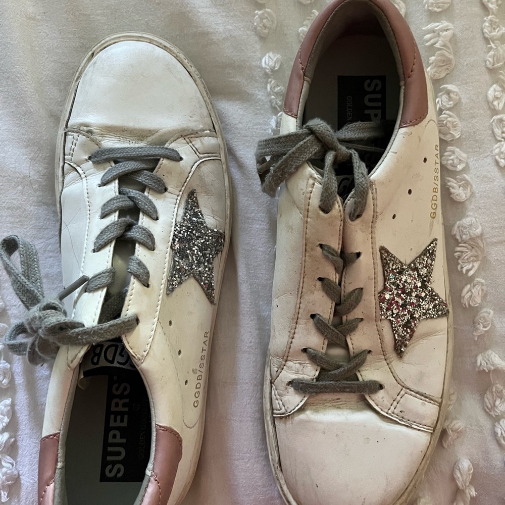 pink and grey sparkly golden goose